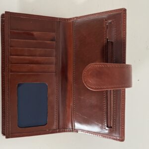 Billetera rectangular de cuero vacuno marron